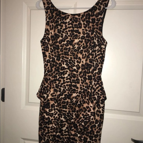 Akira Leopard Print Peplum Dress - Picture 1 of 4